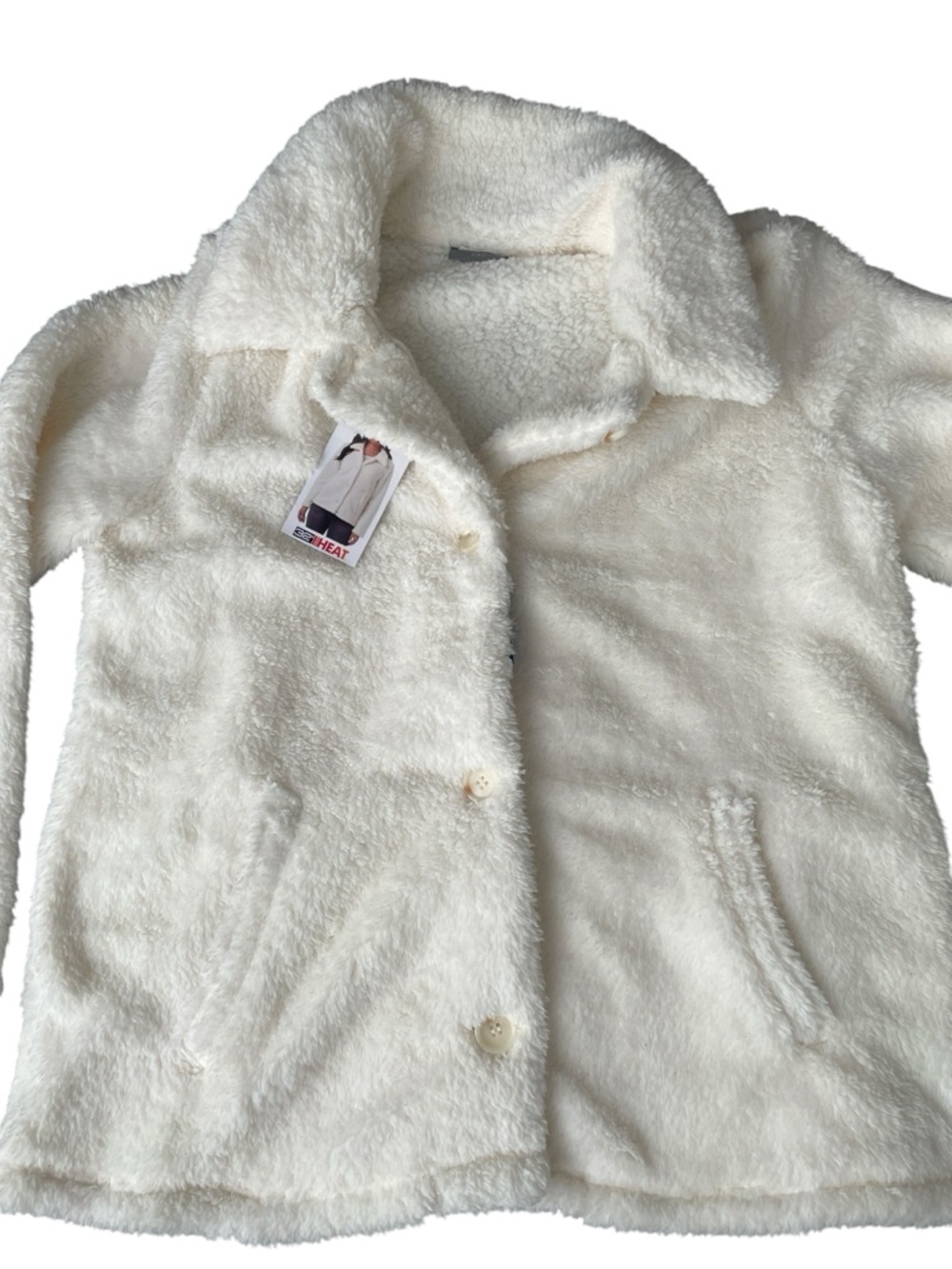 32 Degrees Heat Women's Cozy Faux Fur Button Front Jacket / Fleece - Picture 3 of 4